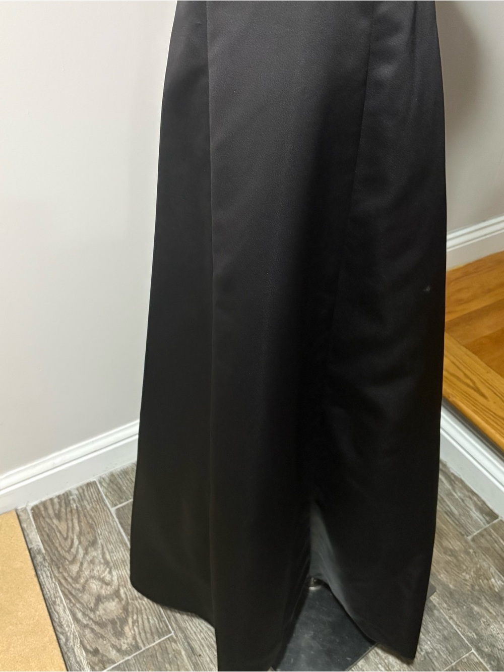 David’s Bridal Black Halter Dress Sz 6 Satin Gown Chiffon Prom Bridesmaid - Picture 6 of 12